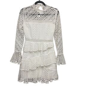 Two sisters lace long sleeve tiered mini dress size 4